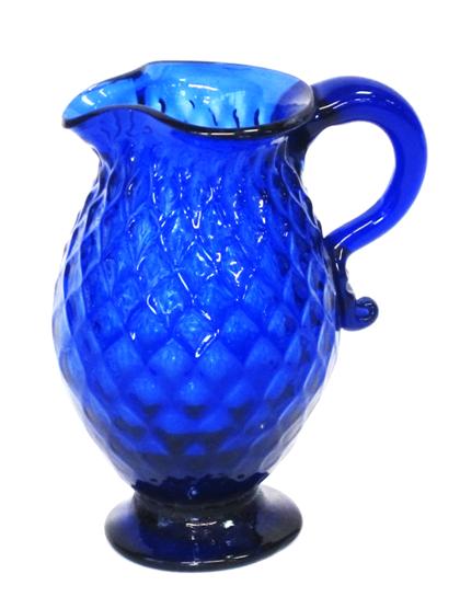 Appraisal: Stiegel type blown footed cobalt glass creamermid th century