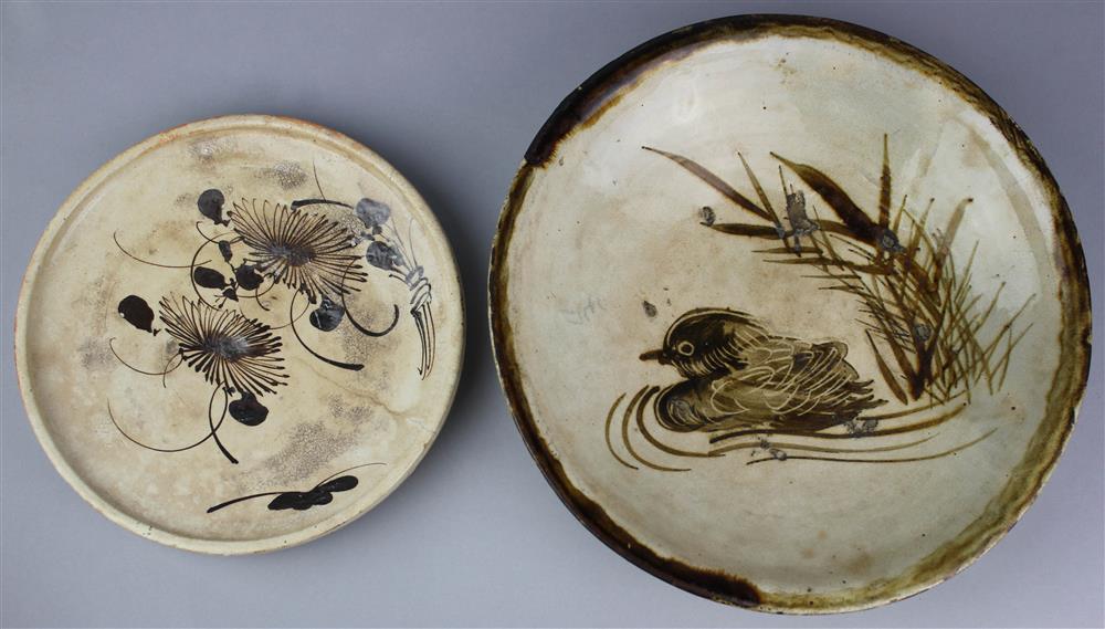 Appraisal: TWO JAPANESE SETO WARE DISHES EDO PERIOD the first circa