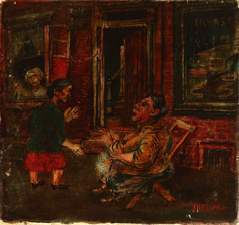 Appraisal: David Burliuk - Peasant women talking on the street before