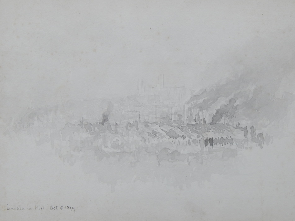 Appraisal: James Peile - Lincoln in mist watercolour titled and dated