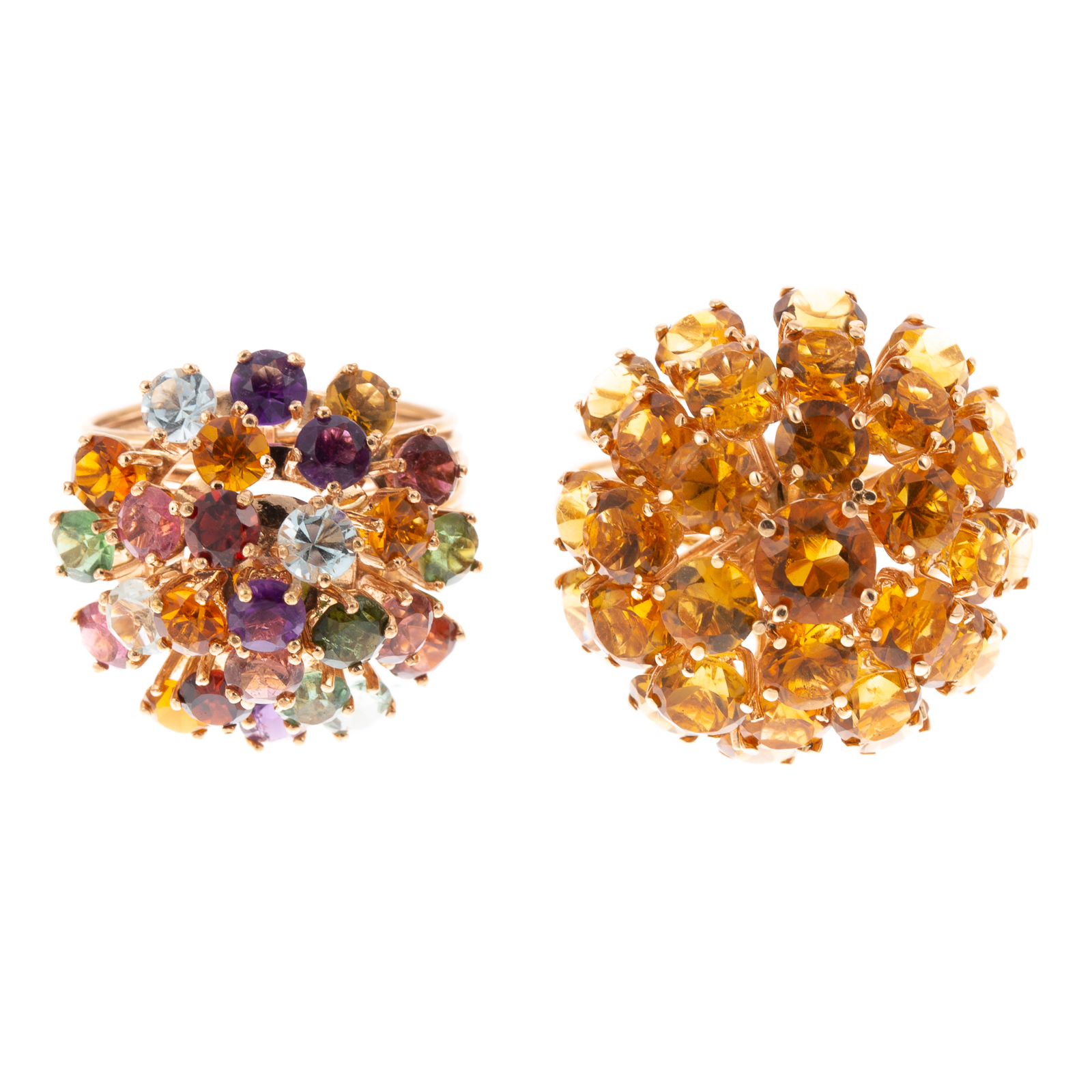 Appraisal: A CITRINE MULTI-GEMSTONE DOME RING IN K K yellow gold