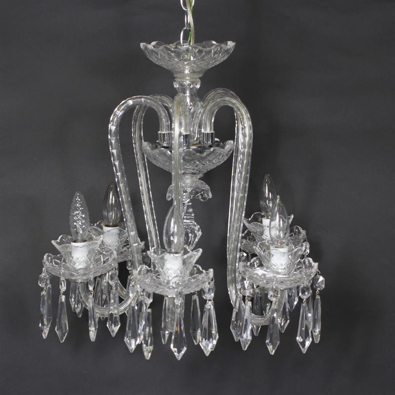 Appraisal: Waterford crystal light chandelier with prisms One prism is missing