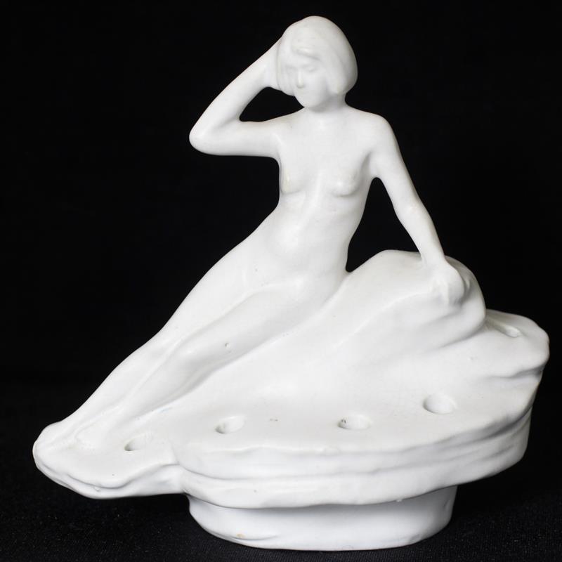 Appraisal: Weller Hobart Pottery Art Deco Flower Frog with Female Nude