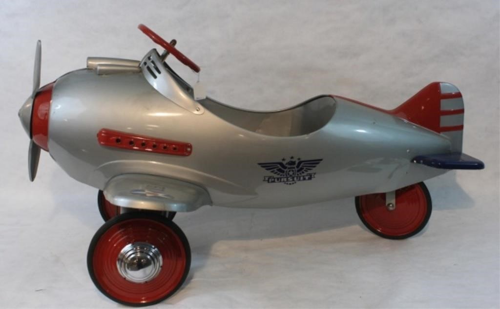 Appraisal: VINTAGE SILVER PURSUIT METAL AIRPLANE PEDAL CAR by Airflow Collectible