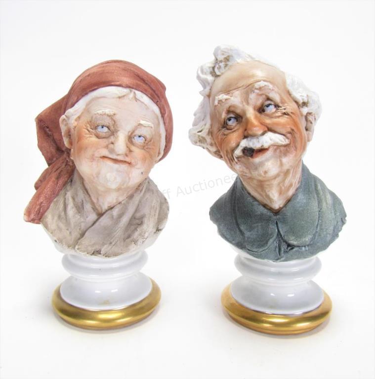 Appraisal: Two W Cabrelli Porcelain Busts hand painted busts depicting a