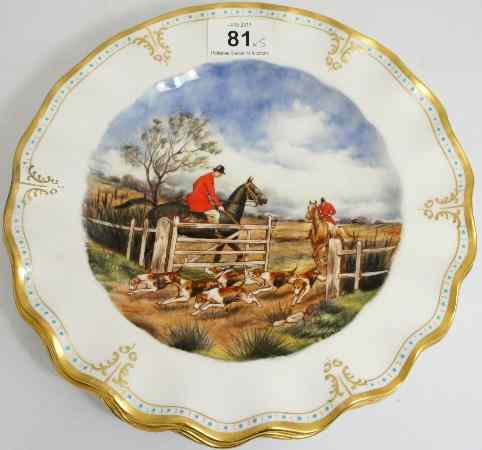 Appraisal: A Set of Royal Crown Derby Handpainted Hunting Scene Plates