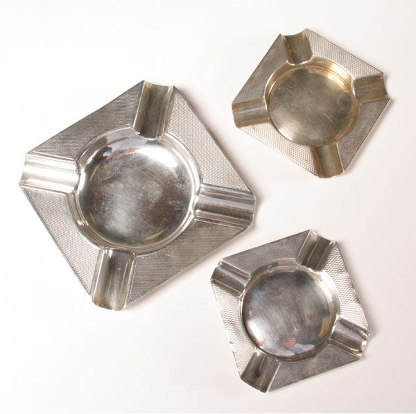 Appraisal: Three English sterling ashtrays all with marks for Birmingham two