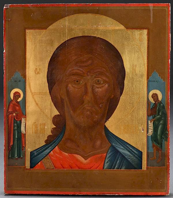 Appraisal: A RUSSIAN ICON OF CHRIST CIRCA A RUSSIAN ICON OF