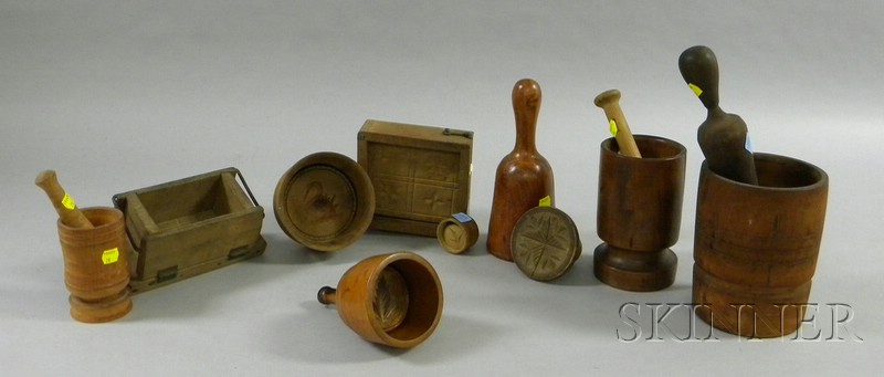 Appraisal: Thirteen Assorted Country Domestic Wooden Articles two butter and sugar