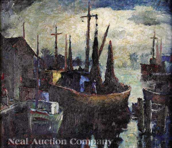 Appraisal: Knute Heldner Swedish New Orleans - Shrimp Boats at the