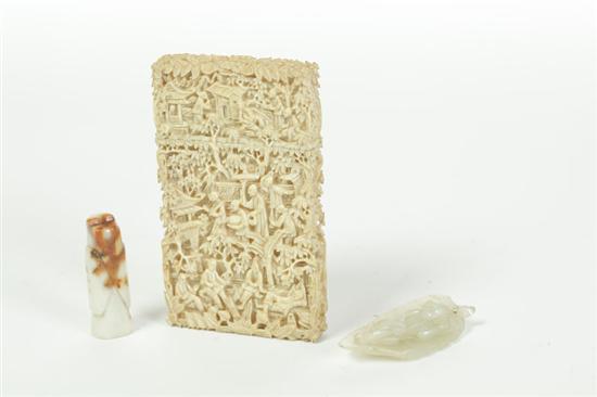 Appraisal: THREE ITEMS Asian st half- th century Ivory card case