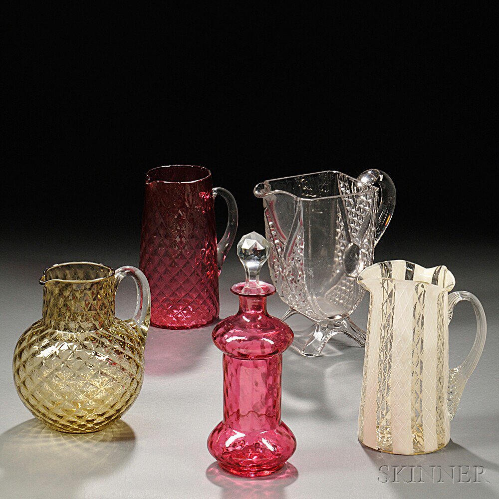 Appraisal: Four Blown-molded and One Pressed Glass Pieces of Tableware th