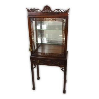 Appraisal: Mid Century Chinese Chippendale Style Mahogany Vitrine Mid Century Chinese