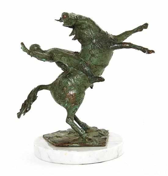 Appraisal: Heriberto Juarez Casaneda Mexican b JINETE bronze with green patina