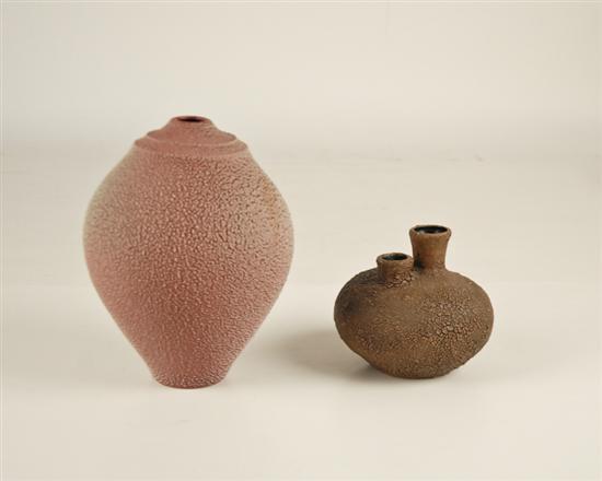 Appraisal: Two Volcanic Glazed Studio Pottery Pieces one finely thrown and