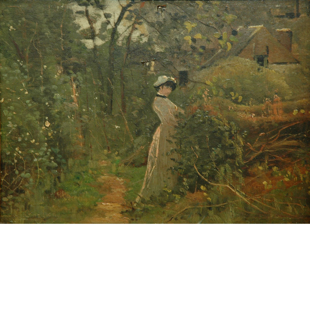 Appraisal: Leon Duval-Gozlan French - Woman in a Garden Signed Duval-Gozlan