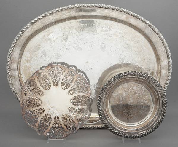 Appraisal: A group of plated table articles Comprising circular platter oval