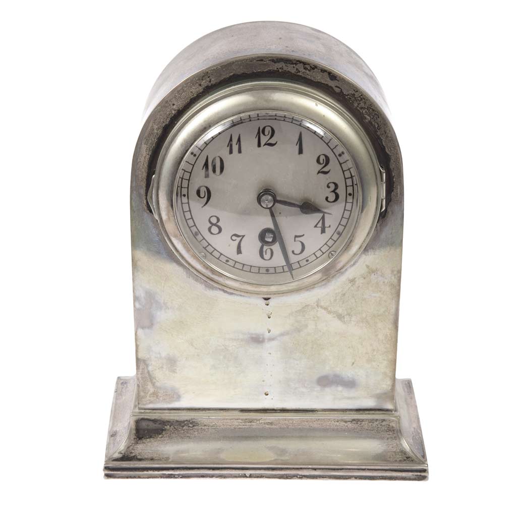 Appraisal: Silver Plated Mantel Clock Height inches