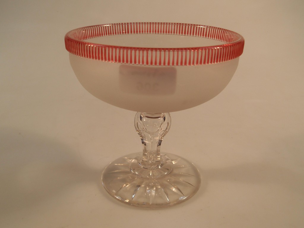 Appraisal: A Victorian glass pedestal bon-bon dish the frosted circular bowl