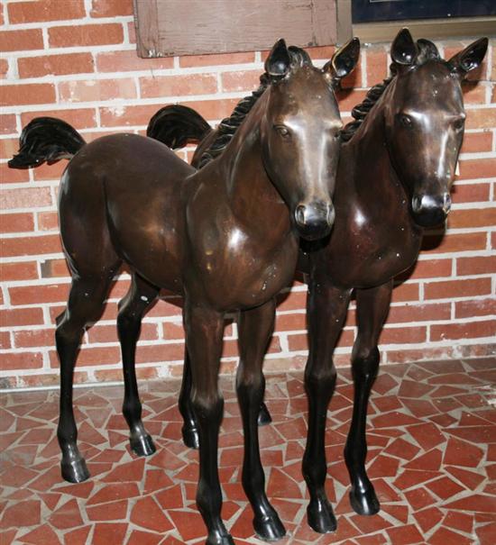 Appraisal: Pair bronze figures of horses H L