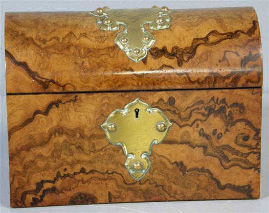 Appraisal: Victorian burr walnut stationery box with domed hinged cover and