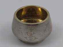 Appraisal: A small Russian silver salt by Grachev with engraved crowned