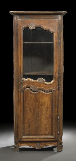 Appraisal: Provincial Louis XV-Style Oak Cabinet second quarter th century the