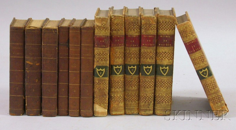 Appraisal: Two Small Sets of Decorative Gilt Leather Bindings Sterne's Works