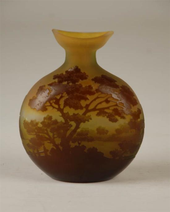 Appraisal: A Galle Cameo Glass Vase having a caramel brown and