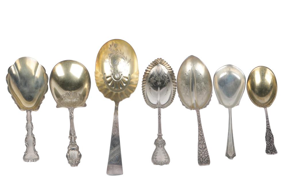 Appraisal: SEVEN ASSORTED AMERICAN STERLING SERVING PIECESeach marked Sterling comprising two