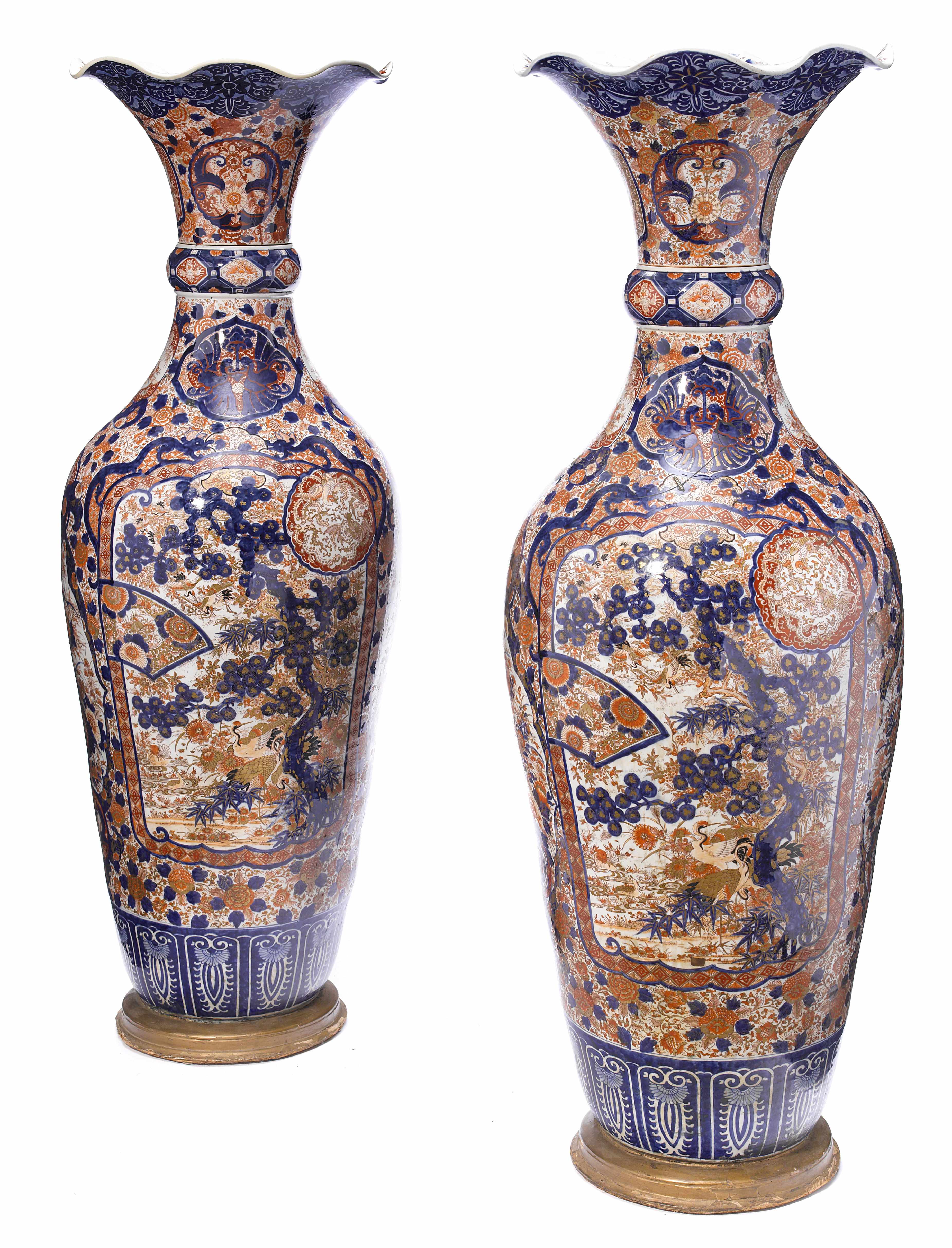 Appraisal: A large and impressive pair of Japanese Imari porcelain vases