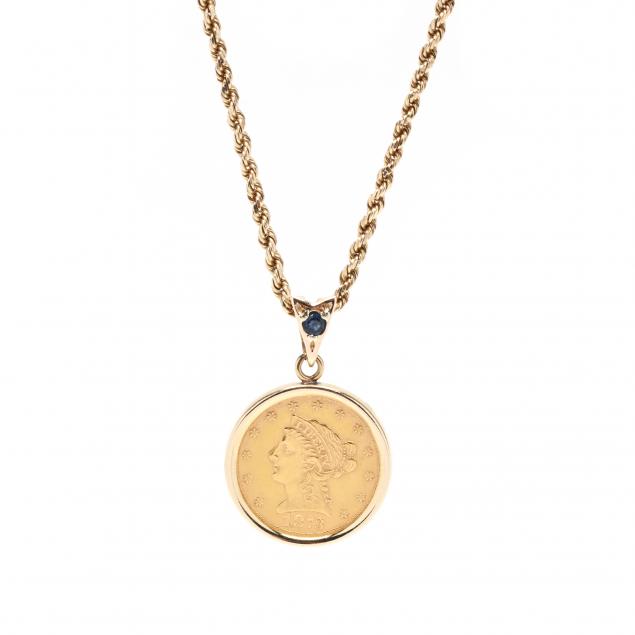 Appraisal: GOLD COIN PENDANT NECKLACE An Liberty Head gold coin set