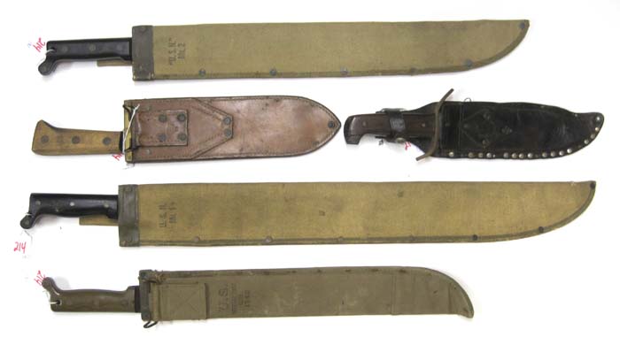 Appraisal: COLLECTION OF FOUR US MILITARY MACHETES AND A BOWIE KNIFE