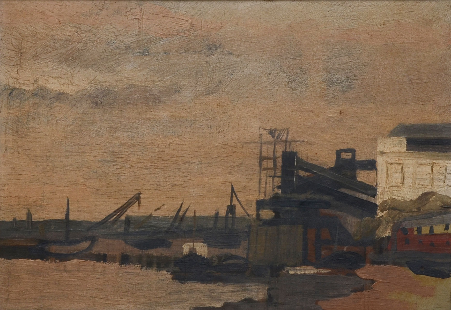 Appraisal: BOBERMANN Vladimir Armenian - Industrial Waterfront Scene La Tamise Oil