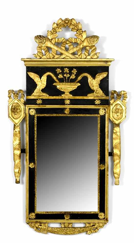 Appraisal: Continental Neoclassical giltwood mirror th century painted frame with gilded