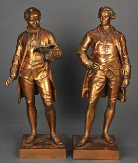 Appraisal: Sculptures John Henry Foley Oliver Goldsmith and Edmund Burke lot