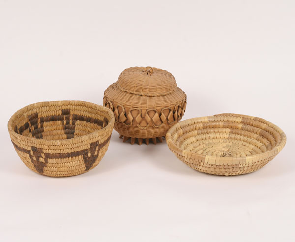 Appraisal: Lot of three baskets one lidded basket and two from