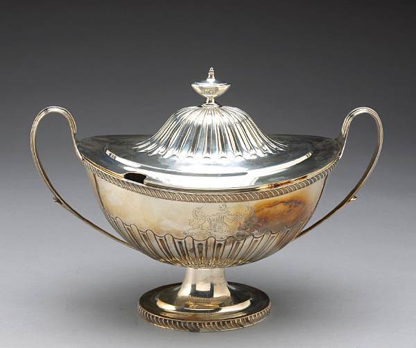 Appraisal: A plated soup tureen and cover after the antiqueN B