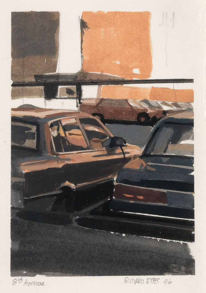 Appraisal: RICHARD ESTES th Avenue Gouache on cardstock x mm x