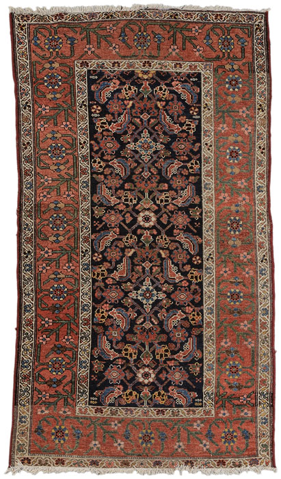 Appraisal: Hamadan Rug Persian th century rectangular central panel with repeating