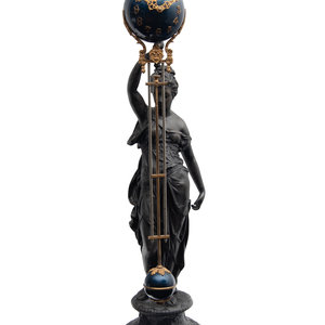 Appraisal: A Continental Cast Metal and Enameled Figural Pendulum Clock th