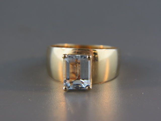 Appraisal: Aquamarine Ring carat emerald cut gem in k yellow gold