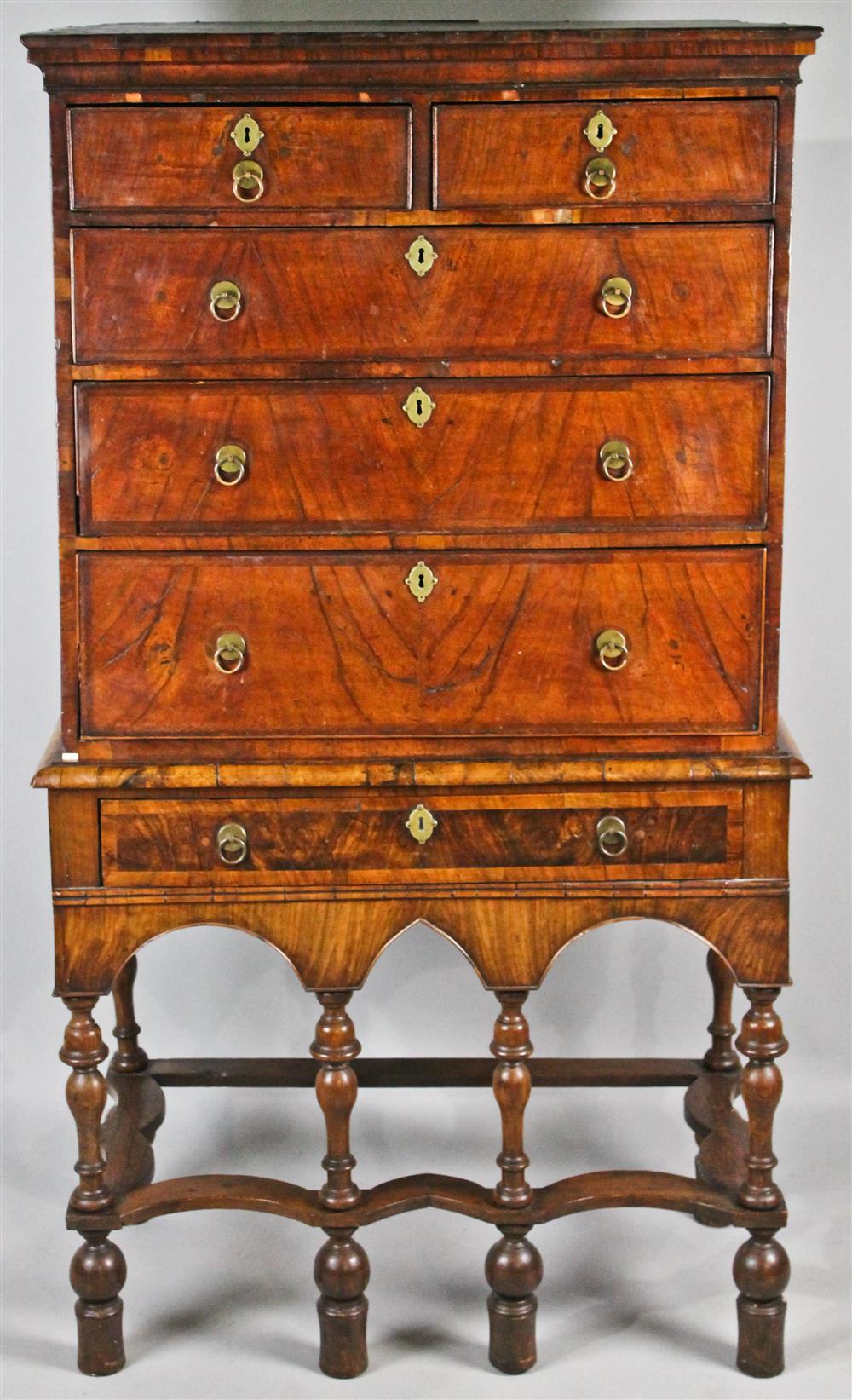 Appraisal: WILLIAM AND MARY STYLE WALNUT HIGHBOY period elements having a