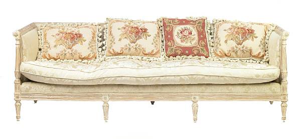 Appraisal: A Louis XVI style painted sofa height in length ft