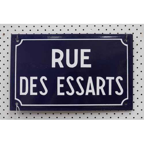 Appraisal: French enamel sign - Rue Des Essarts approx cm H