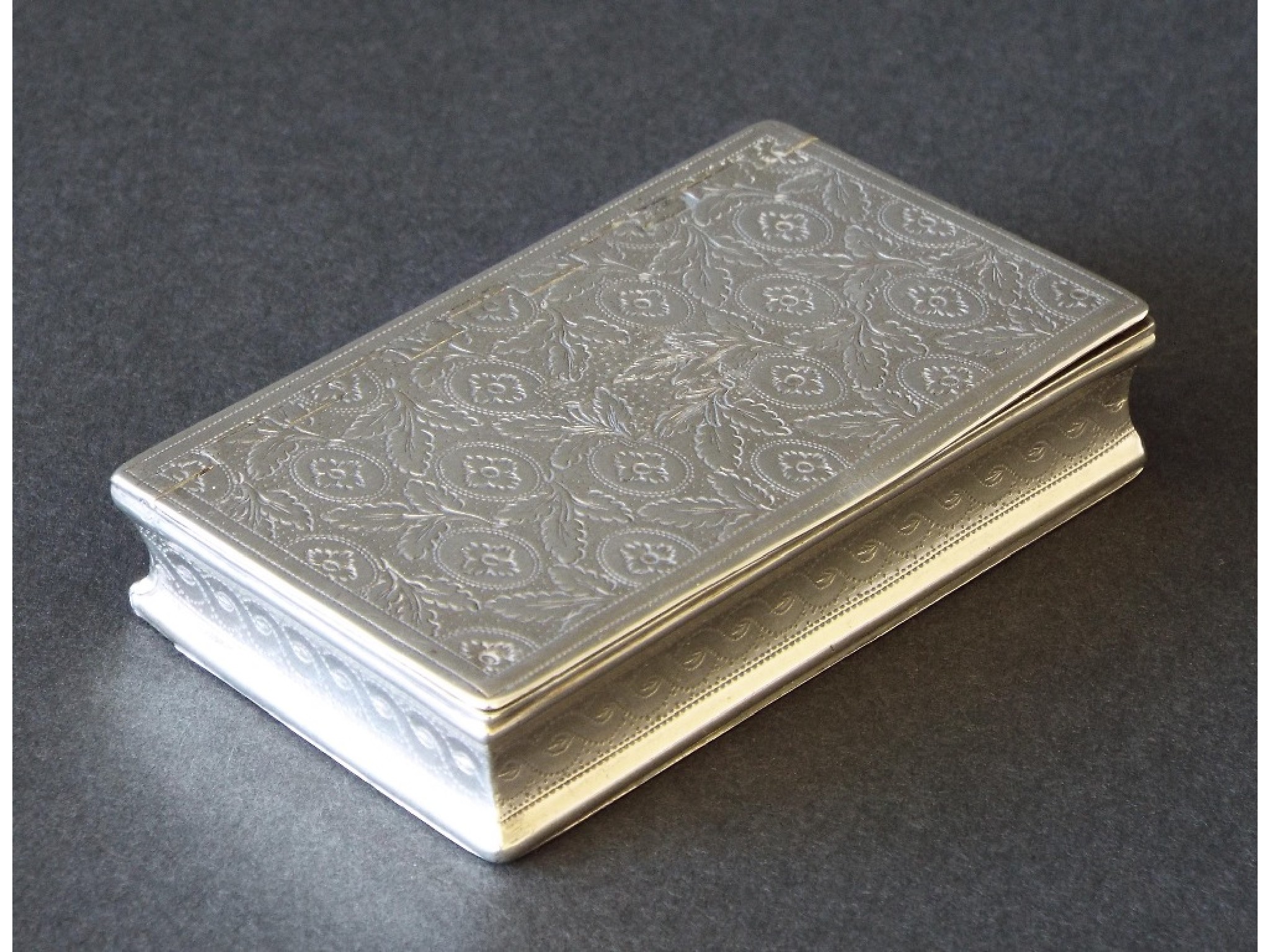 Appraisal: George III silver rectangular snuff box engraved with geometric flowerheads