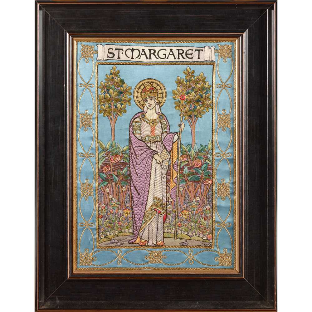 Appraisal: SCOTTISH 'ST MARGARET' EDINBURGH SCHOOL EMBROIDERED PANEL CIRCA coloured silks