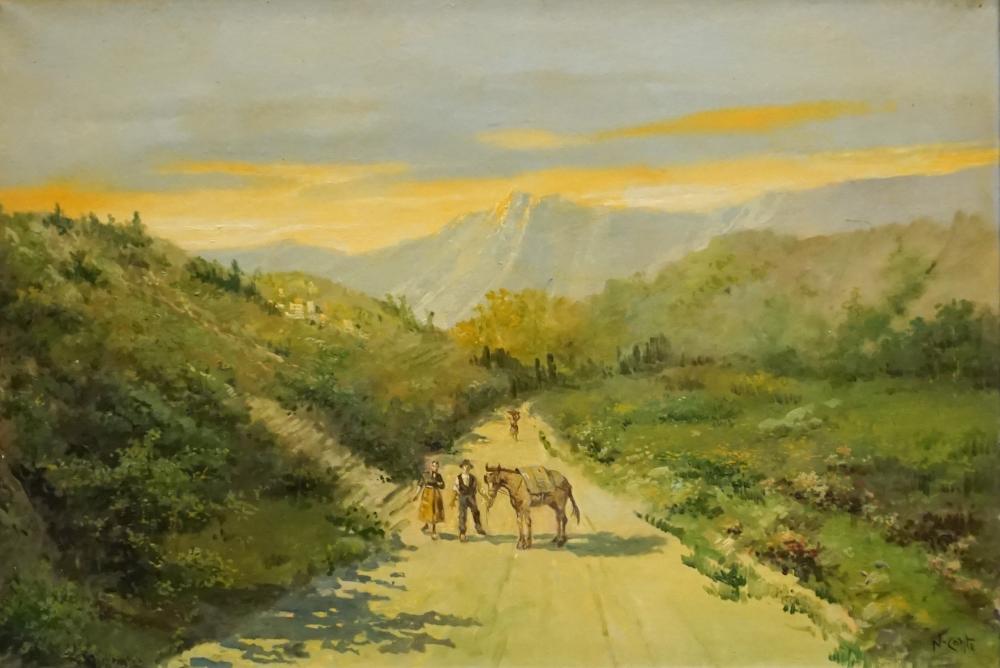 Appraisal: N Conte French th Century Farmer with a Donkey Oil