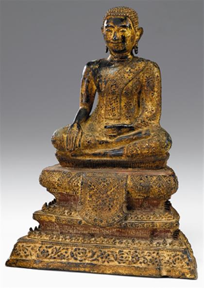 Appraisal: Large Thai gilt bronze buddha figure ratnakosin style th century