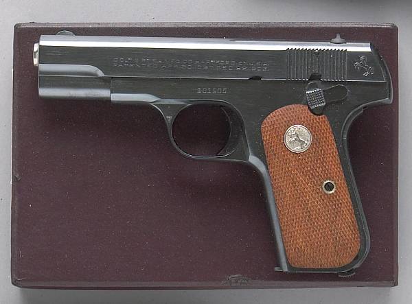 Appraisal: A fine boxed Colt Model Hammerless semi-automatic pistol Serial no